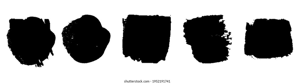 A set of grunge brushes. A collection of ink stains, smudges. Abstract paint strokes isolated on a white background