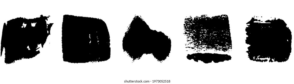 A set of grunge brushes. A collection of ink stains, smudges. Abstract paint strokes isolated on a white background
