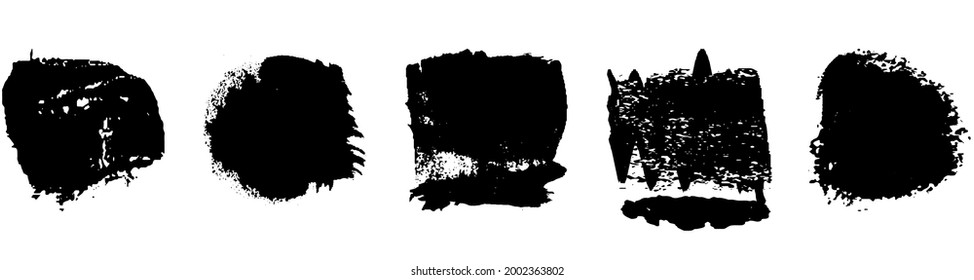 A set of grunge brushes. A collection of ink stains, smudges. Abstract paint strokes isolated on a white background