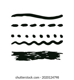 Set of grunge brushes. Design element for banner, poster, packaging, postcard, web design. Hand Drawn vector illustration.