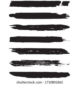 Un conjunto de cepillos. Pincel seco en un fondo blanco. Líneas negras abstractas. Puntos de tinta