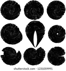 Set of grunge brushes.Texture an white background. Vector illustration.