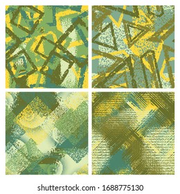 Conjunto de camuflaje sin fisuras. Diseño abstracto de fondos vectoriales caóticos.