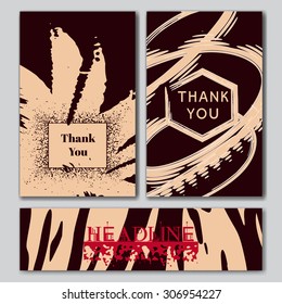 Set of the grunge card templates for the Save The Date,mothers day,valentines day, birthday card, invitation, book cover, flyer, leaflet. Hand painted stains. A5 (5*8 in) size proportion.