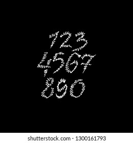 Set of grunge chalk textured numbers. Modern chalk lettering. Vector illustration.