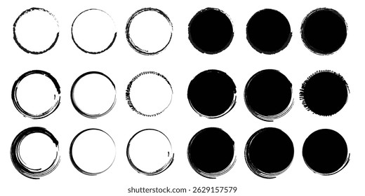 Set of Grunge Circle Borders 