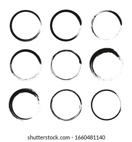 Set of grunge circle brush icons. Vector illustration