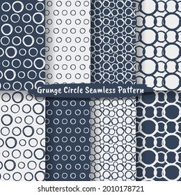 Set of Grunge Circle Brush Strokes Geometric Seamless Pattern