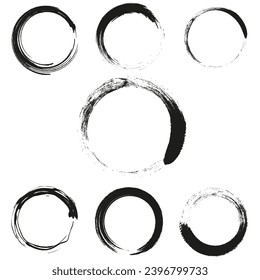 Set von Grunge-Kreis Bürsten Striche, für Rahmen. Vektorgrafik. EPS10.