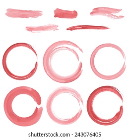 set of grunge circle brush strokes. Watercolor. vector