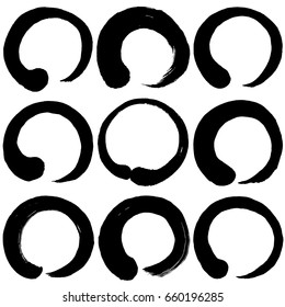 set of grunge circle brush strokes.