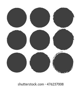 Set of Grunge Circle brush texture stamp . Shapes collection for designer. Vector Illustration