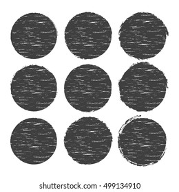 Set of Grunge Circle brush texture stamp . Shapes collection for designer. Vector Illustration