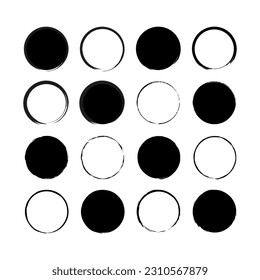set of grunge circle brush. Vector illustration.