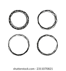 set of grunge circle brush. vector illustration.