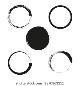 conjunto de pincel de círculo grueso. Ilustración vectorial. EPS 10.