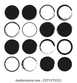 set of grunge circle brush. Vector illustration. EPS 10.