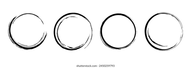 Set von Grunge Circle Brush Vektorillustration.