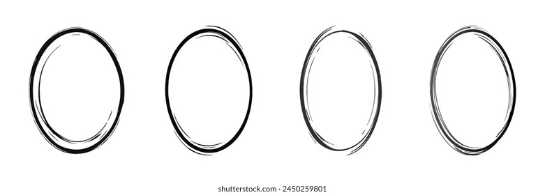 set of grunge circle brush vector illustration.