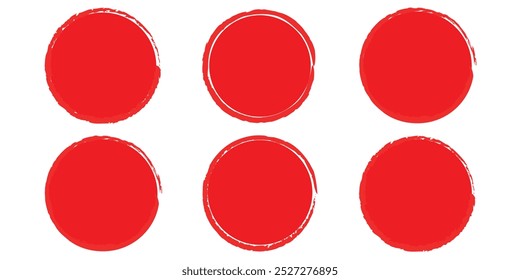 Set of grunge circle brush vector illustration on white background eps 10.