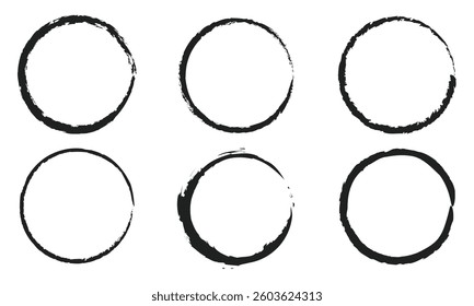 set of grunge circle photo frame icon. grunge photo frame on white background.