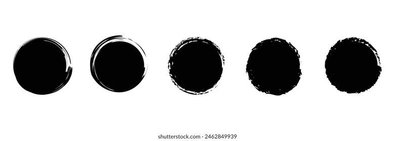 Set of grunge circle shaped flat style background. Vector Illustration.