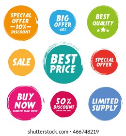 Set of Grunge circle. Special Offer, Big Offer. Buy Now. 