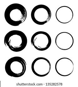 Set of Grunge Circle Stains, vector illustration