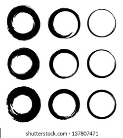 Set of Grunge Circle Stains, vector illustration