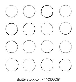 Set of Grunge Circle Stains. vector illustration.