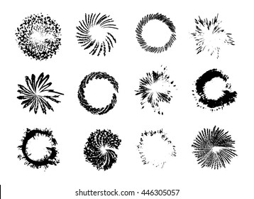Set of Grunge Circle Stains. vector illustration.