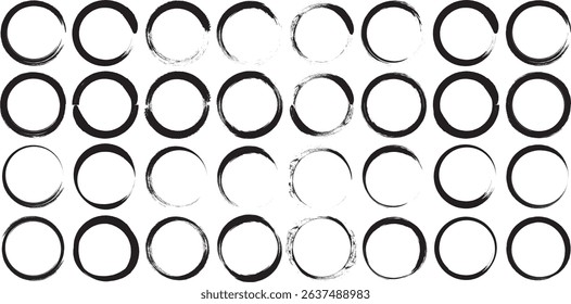 Set of grunge circles colorful shape, Vector brush circle. Grunge round shape. Round brush painted circle brush stamps. Vector-EPS 10