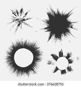 Set of grunge circles. Damage round grunge shape silhouette. Circle halftone distressed grunge texture. Texture Stamp. Vector illustration