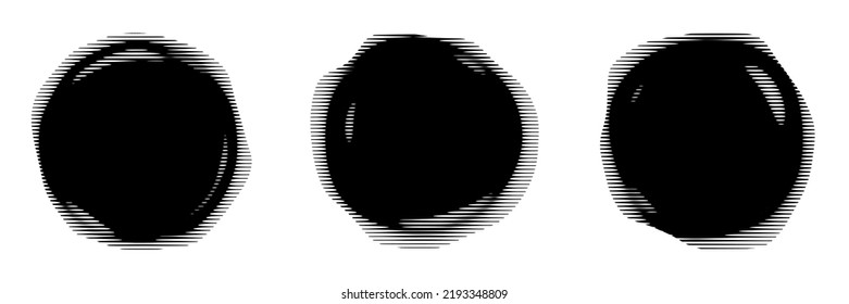 Set of grunge circles elements, black isolated on white background, vector design