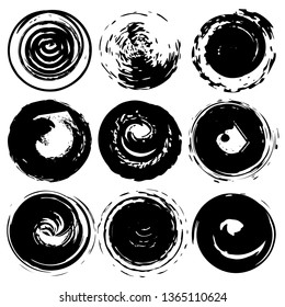 Set of grunge circles, Grunge round shapes, Vector illustration.