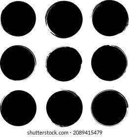 Set of grunge circles. Grunge round shapes. Vector illustration.
