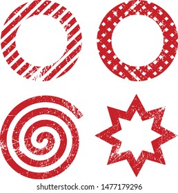 Set Of Grunge Circles Spiral And Star Vector Background