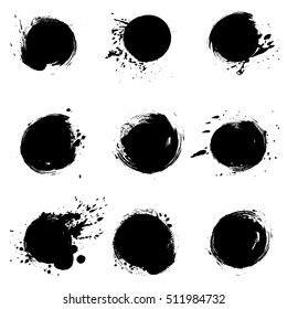 set of grunge circles with splashes and spots