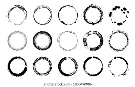 Reihe von Grunge-Kreisen. Vectordesign-Element. Kunstpinsel sind im Preis enthalten.