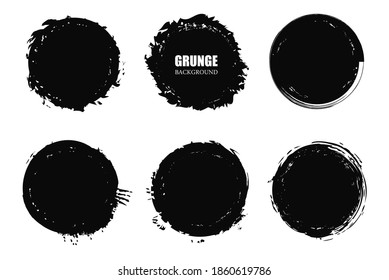 Set of grunge circles.Distressed round shapes.