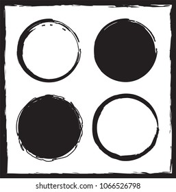 Set of grunge circles.Vector grunge round shapes.
