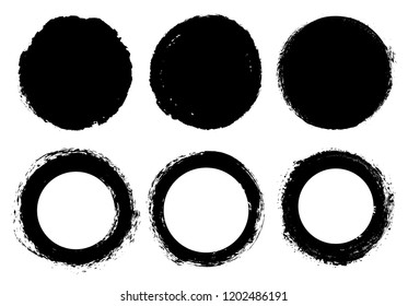 Set of grunge circles.Vector grunge round shapes.