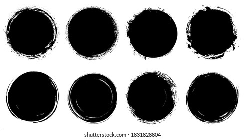 Set of grunge circles.Vector grunge round shapes.