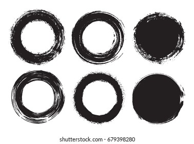 Set of grunge circles.Vector grunge round shapes.