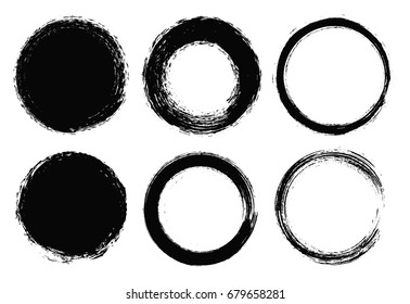 Set of grunge circles.Vector grunge round shapes.