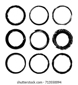 Set of grunge circles.Vector grunge round shapes.