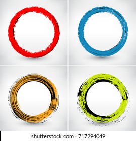Set of grunge circles.Vector grunge round shapes.