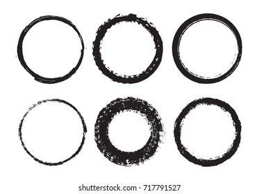 Set of grunge circles.Vector grunge round shapes.