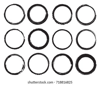 Set of grunge circles.Vector grunge round shapes.