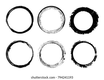 Set of grunge circles.Vector grunge round shapes.